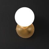 Modern Minimalist Single Globe Wall Sconce Mid Century Brass and Glass Bracket Light
