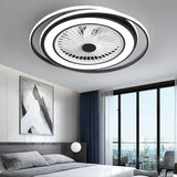 Modern Flush Mount Bladeless Ceiling Fan with Dimmable LED Light for Bedroom and Living Room