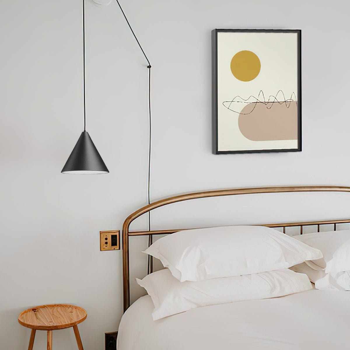 Modern Minimalist Swag Pendant Light with Extra Long Cable for Geometric Ceiling Designs