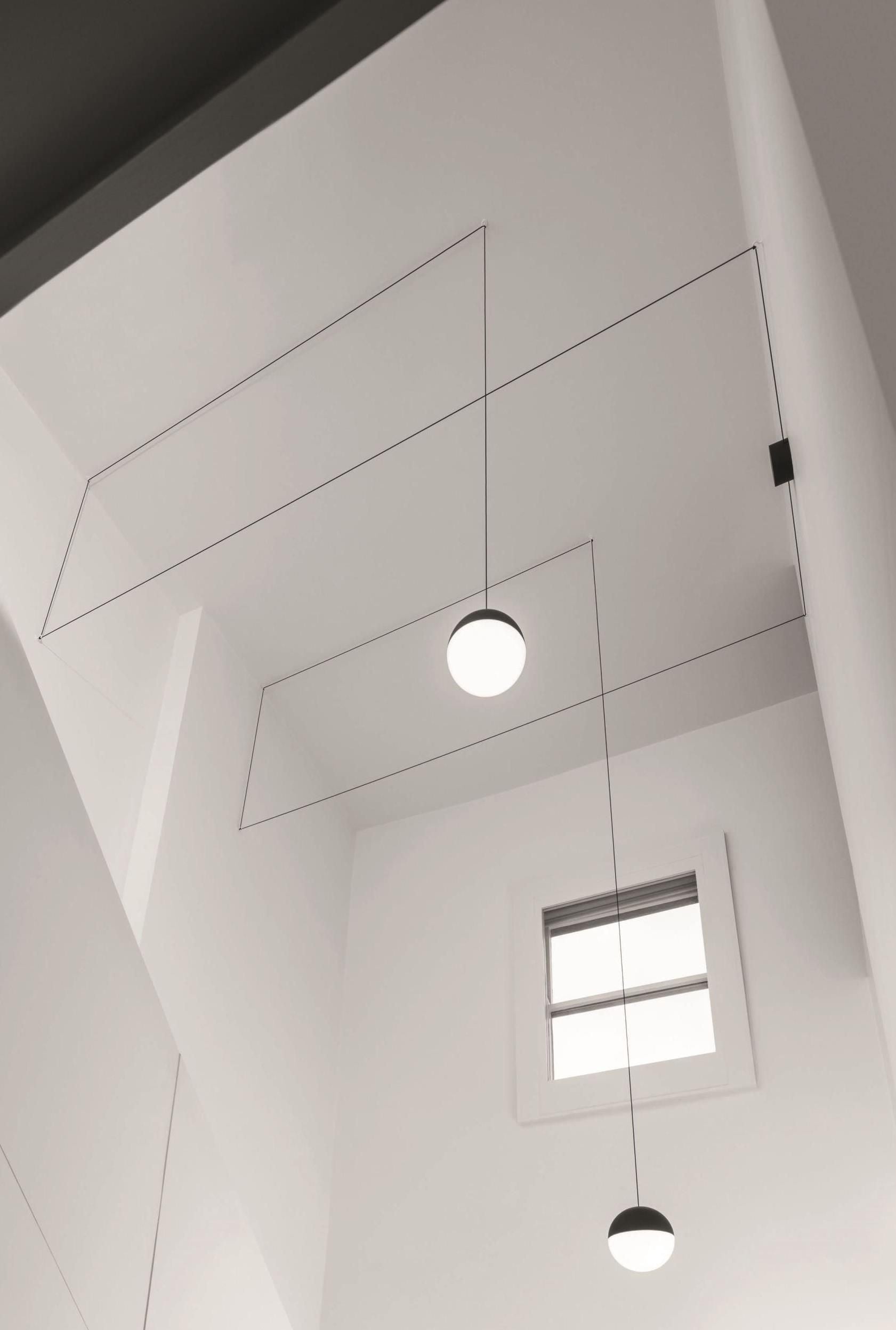 Modern Minimalist Swag Pendant Light with Extra Long Cable for Geometric Ceiling Designs