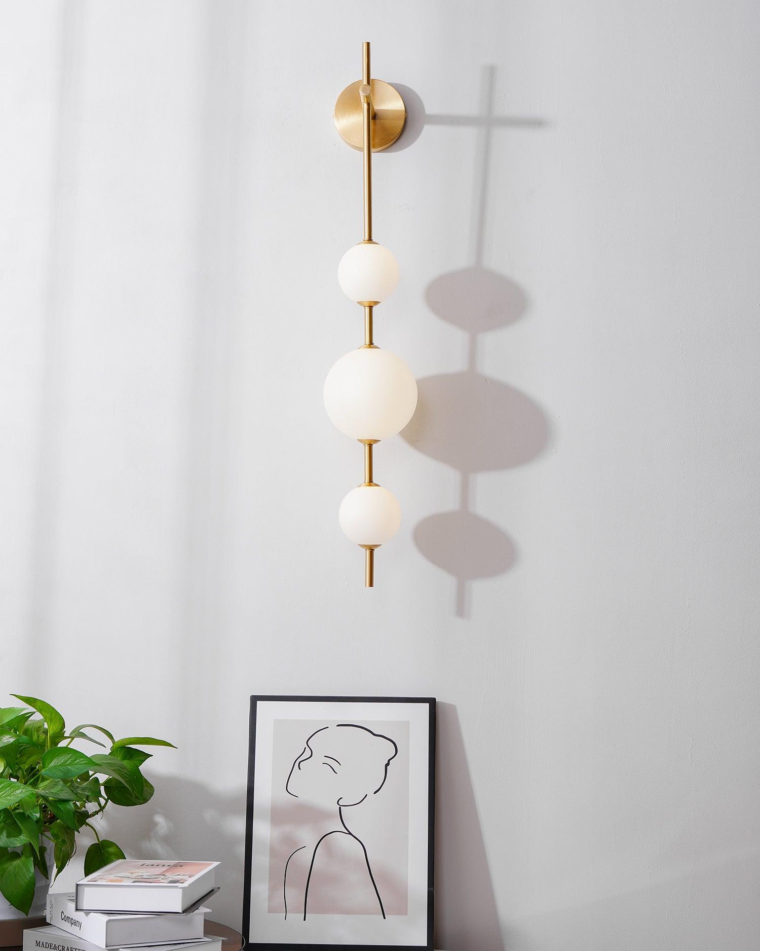 Modern Minimalist Vertical Glass Globe Wall Sconce for Bedroom Hallway and Bathroom Lighting
