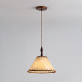 Modern Minimalist Walnut Wood and White Fabric Pendant Light for Dining and Living Areas