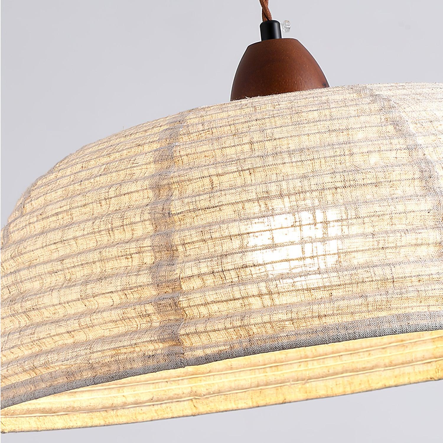 Modern Minimalist Walnut Wood and White Fabric Pendant Light for Dining and Living Areas