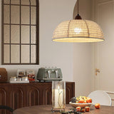 Modern Minimalist Walnut Wood and White Fabric Pendant Light for Dining and Living Areas