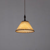 Modern Minimalist Walnut Wood and White Fabric Pendant Light for Dining and Living Areas