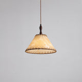 Modern Minimalist Walnut Wood and White Fabric Pendant Light for Dining and Living Areas