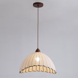Modern Minimalist Walnut Wood and White Fabric Pendant Light for Dining and Living Areas