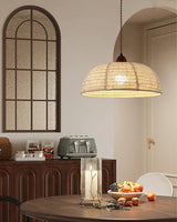 Modern Minimalist Walnut Wood and White Fabric Pendant Light for Dining and Living Areas