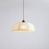 Modern Minimalist Walnut Wood and White Fabric Pendant Light for Dining and Living Areas