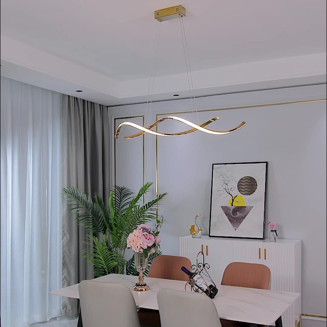 Modern Minimalist Wave Design LED Pendant Light for Dining and Living Rooms