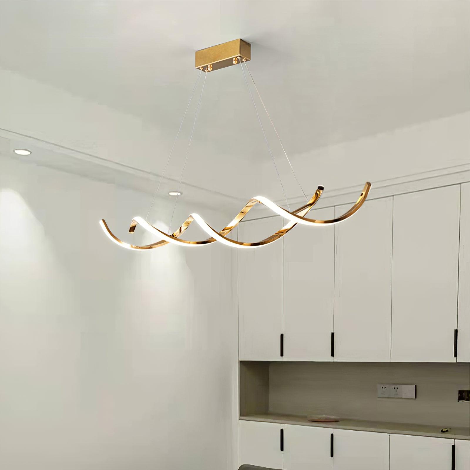 Modern Minimalist Wave Design LED Pendant Light for Dining and Living Rooms