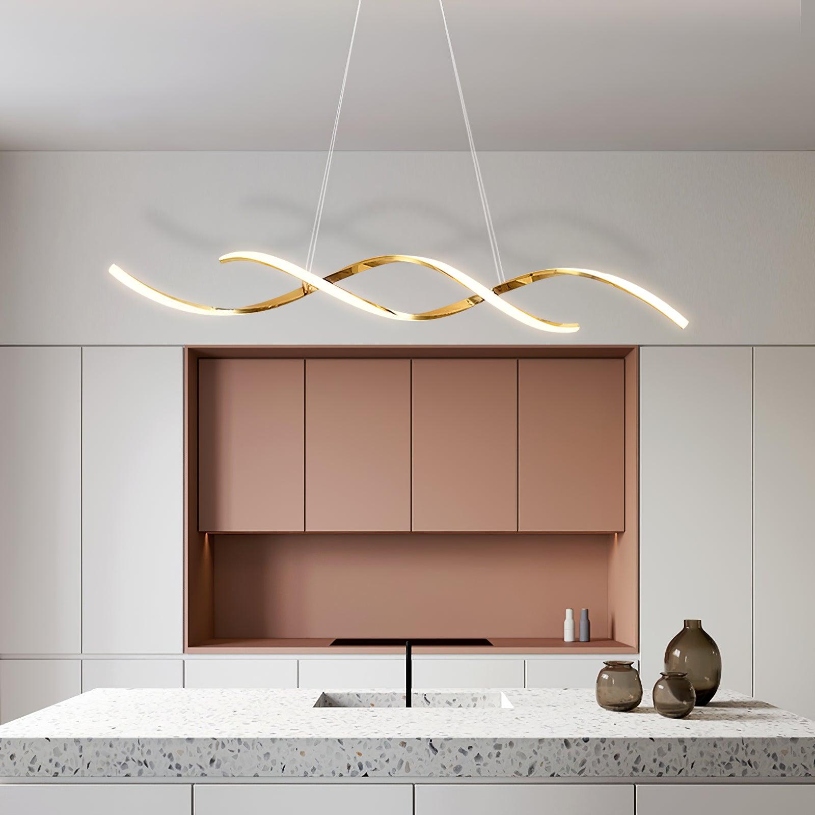 Modern Minimalist Wave Design LED Pendant Light for Dining and Living Rooms