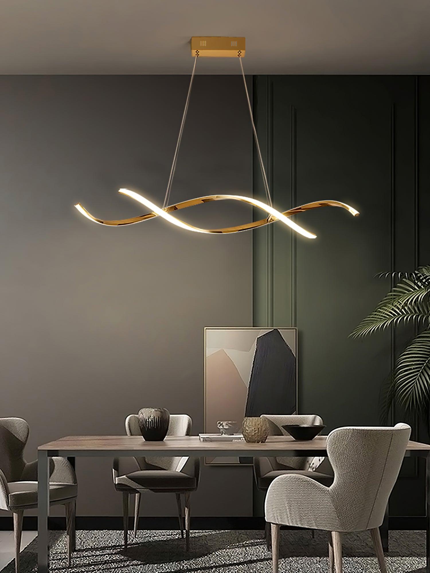 Modern Minimalist Wave Design LED Pendant Light for Dining and Living Rooms