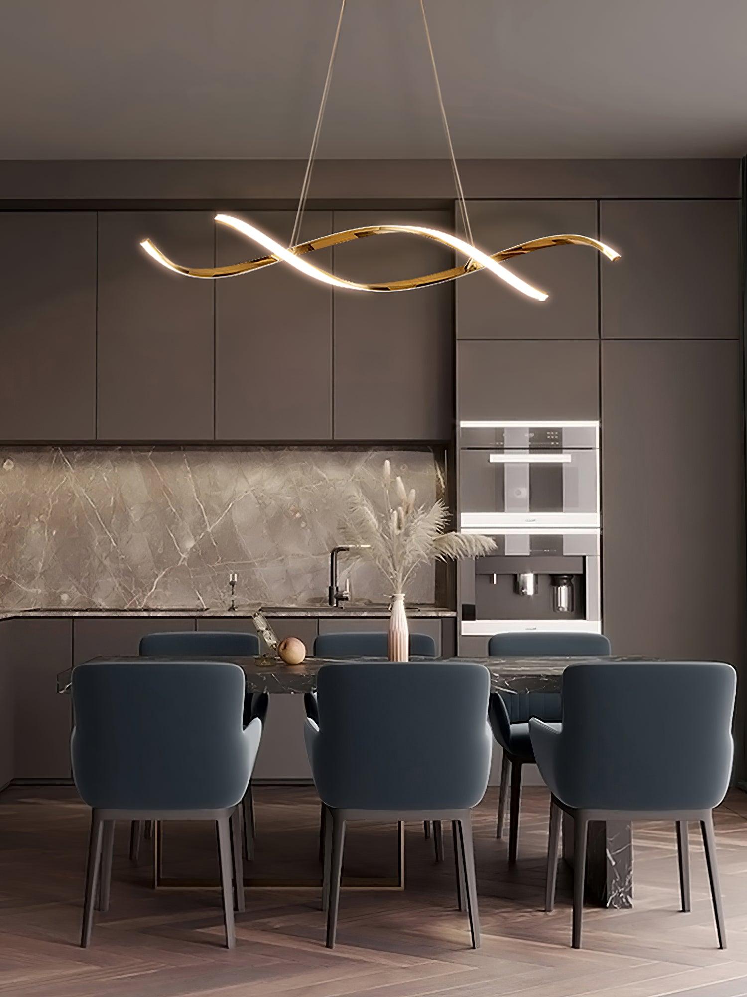 Modern Minimalist Wave Design LED Pendant Light for Dining and Living Rooms