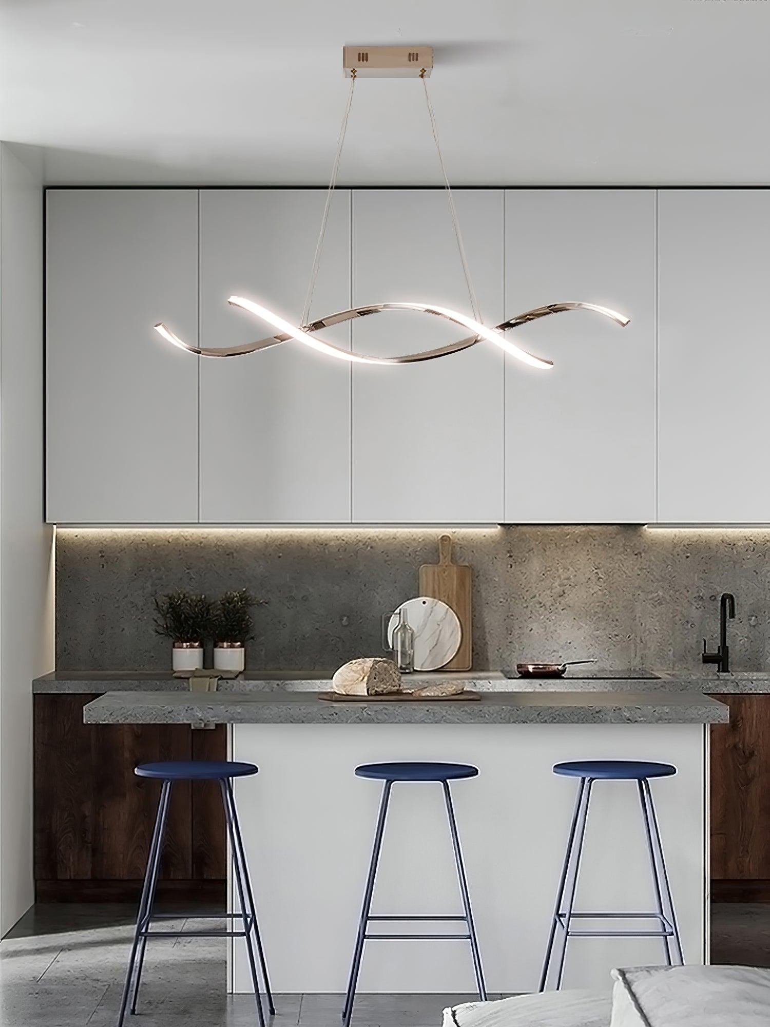 Modern Minimalist Wave Design LED Pendant Light for Dining and Living Rooms