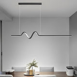 Modern Minimalist Wavy LED Pendant Light with Stepless Dimming Nordic Strip Chandelier for Dining Room