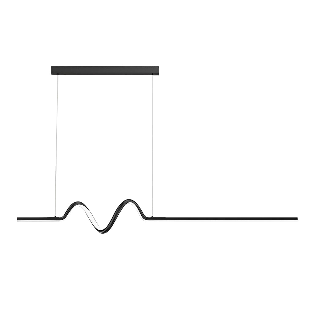 Modern Minimalist Wavy LED Pendant Light with Stepless Dimming Nordic Strip Chandelier for Dining Room