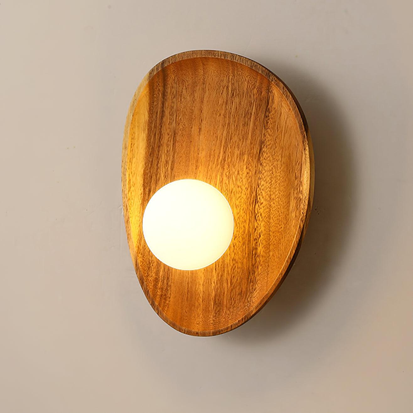 Modern Minimalist Wood and Glass Globe LED Wall Sconce for Bedroom Living Room