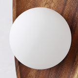 Modern Minimalist Wood and Glass Globe LED Wall Sconce for Bedroom Living Room
