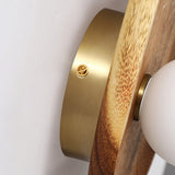 Modern Minimalist Wood and Glass Globe LED Wall Sconce for Bedroom Living Room