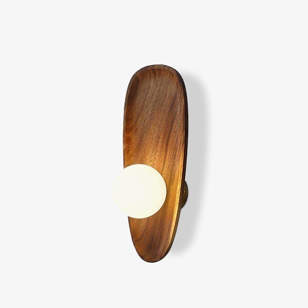 Modern Minimalist Wood and Glass Globe LED Wall Sconce for Bedroom Living Room