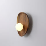 Modern Minimalist Wood and Glass Globe LED Wall Sconce for Bedroom Living Room