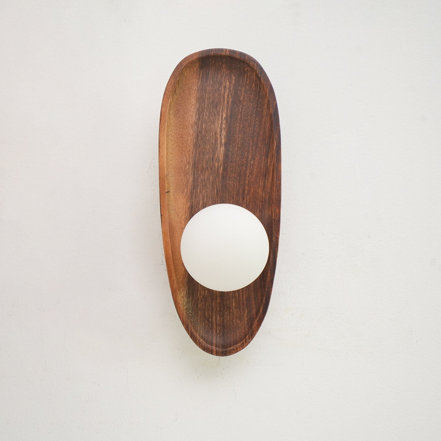 Modern Minimalist Wood and Glass Globe LED Wall Sconce for Bedroom Living Room