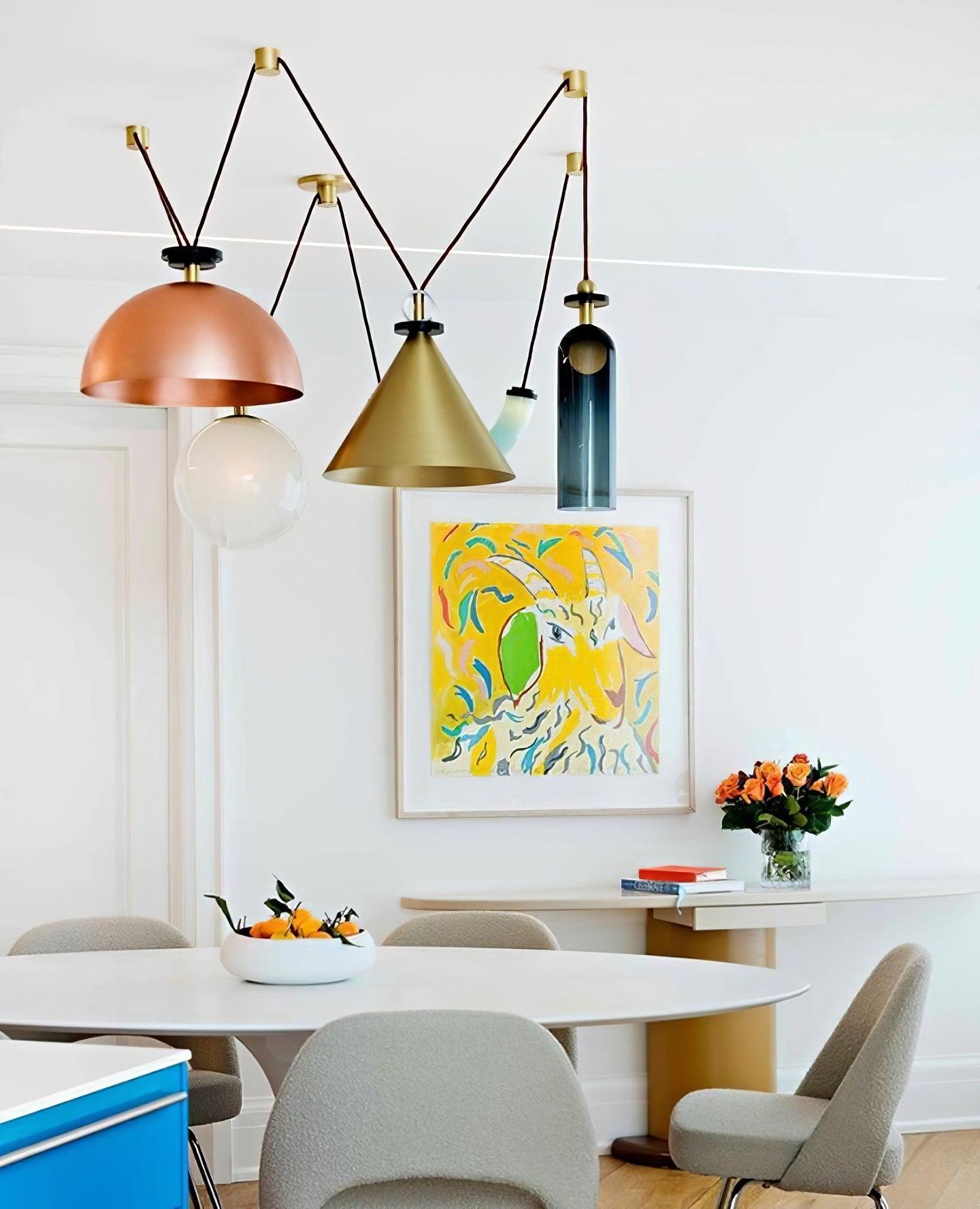 Modern Modular Geometric Chandelier Artistic Glass and Metal Pendant Light