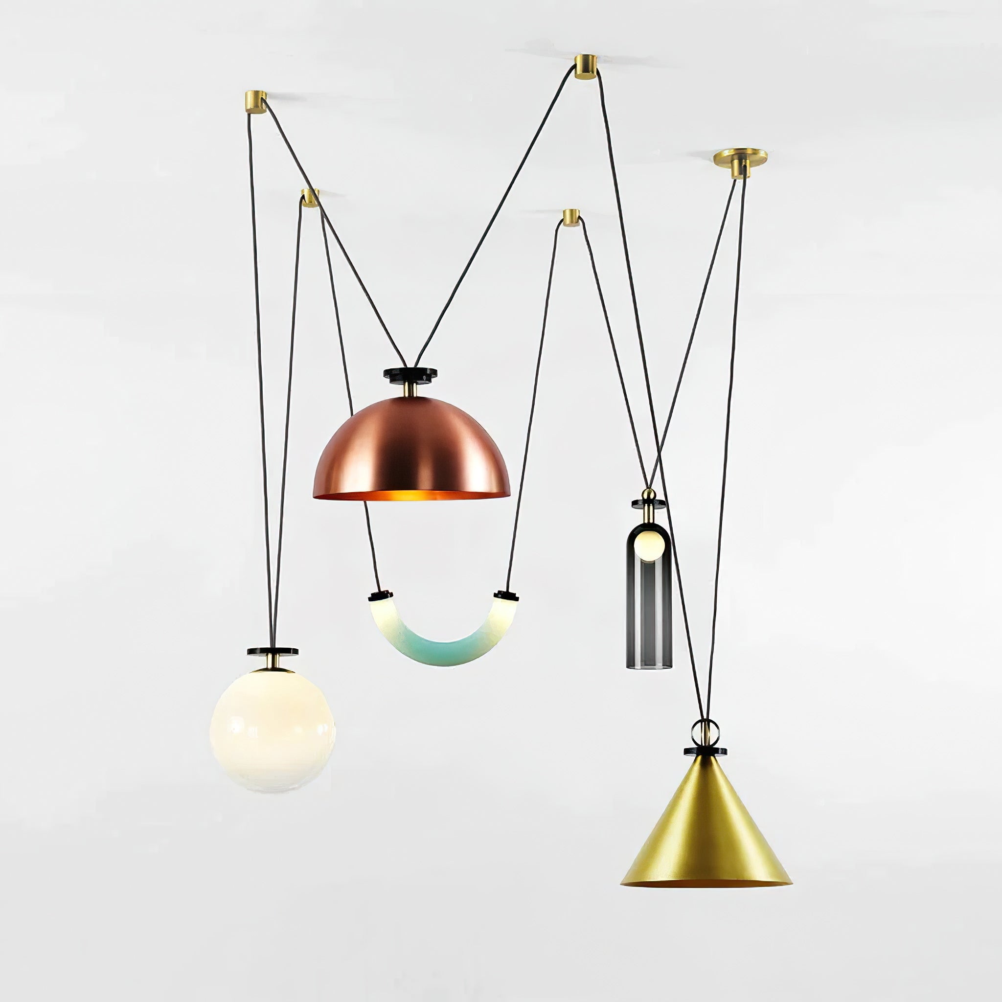 Modern Modular Geometric Chandelier Artistic Glass and Metal Pendant Light
