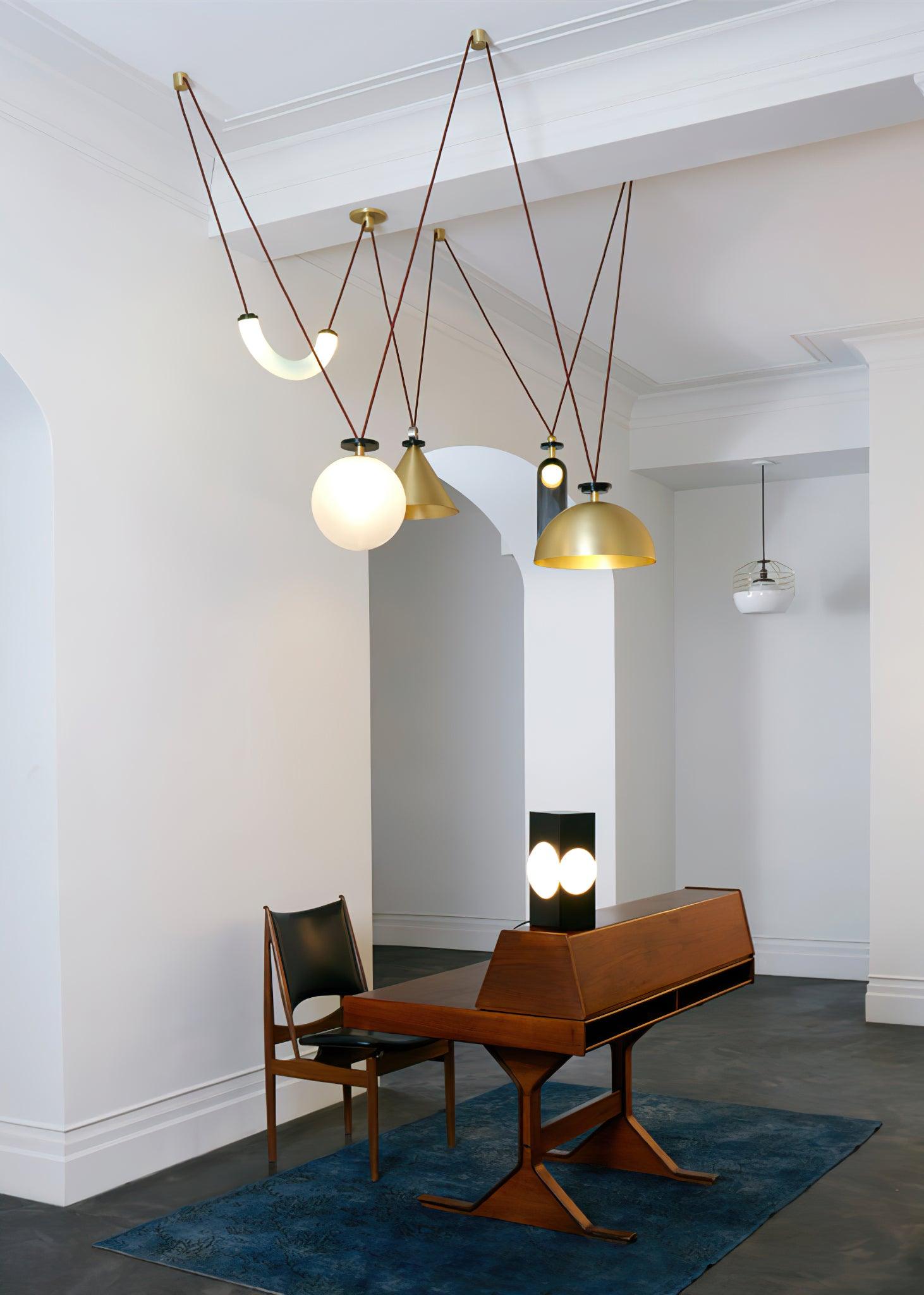 Modern Modular Geometric Chandelier Artistic Glass and Metal Pendant Light