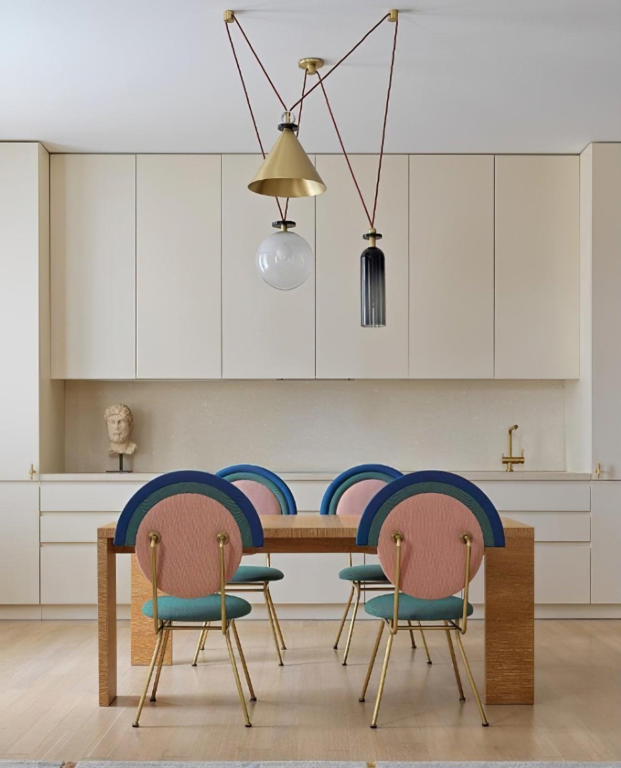 Modern Modular Geometric Chandelier Artistic Glass and Metal Pendant Light