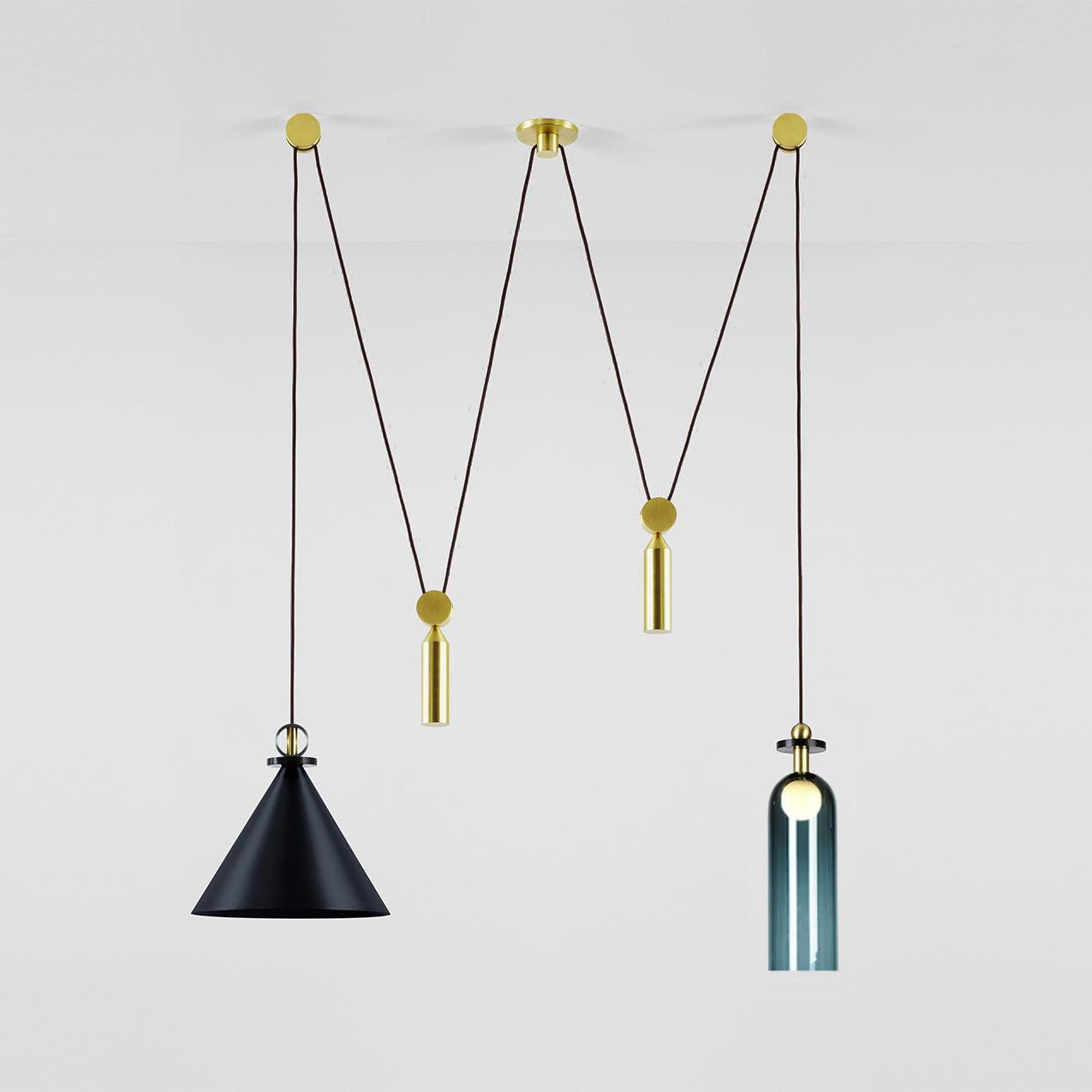 Modern Modular Geometric Chandelier Artistic Glass and Metal Pendant Light