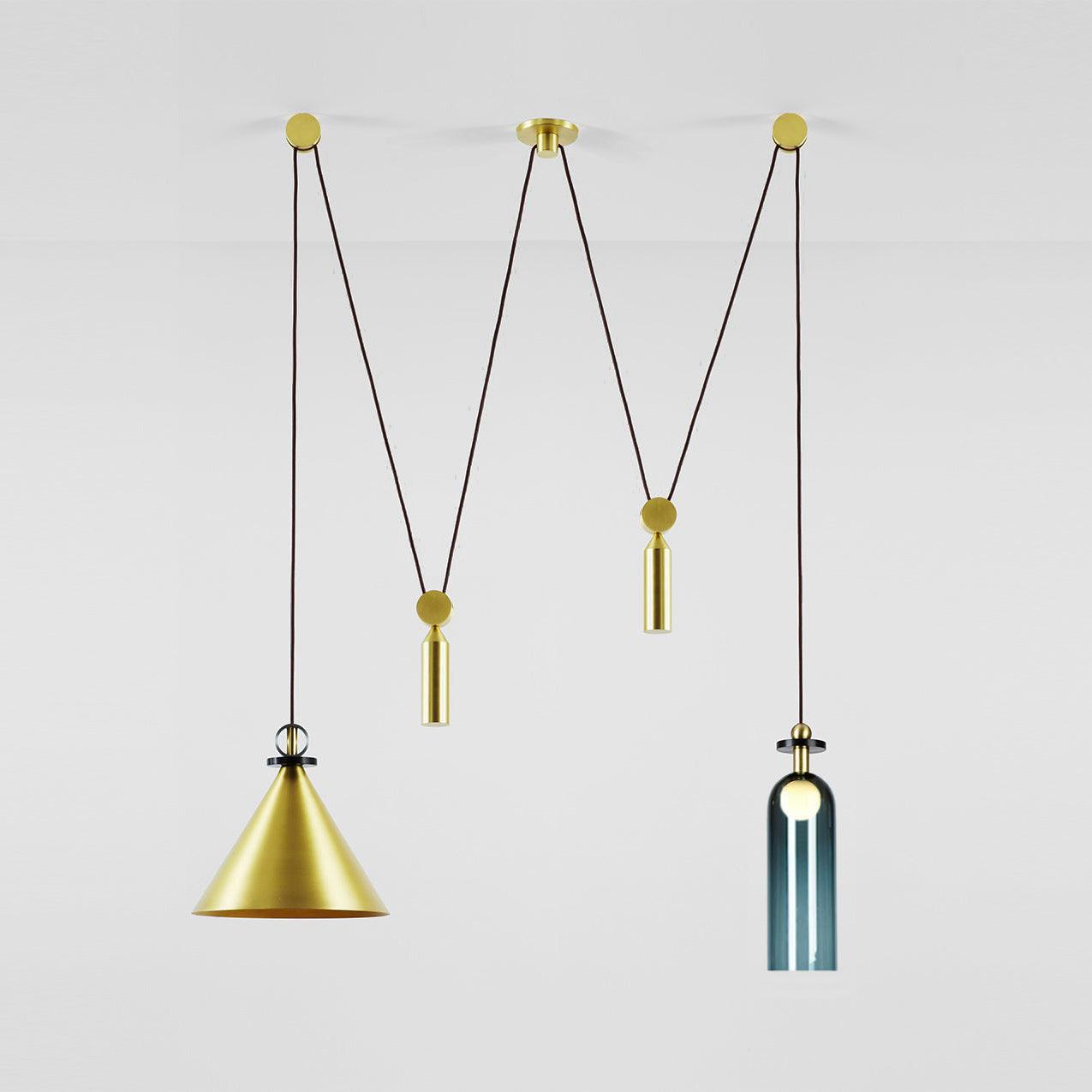 Modern Modular Geometric Chandelier Artistic Glass and Metal Pendant Light