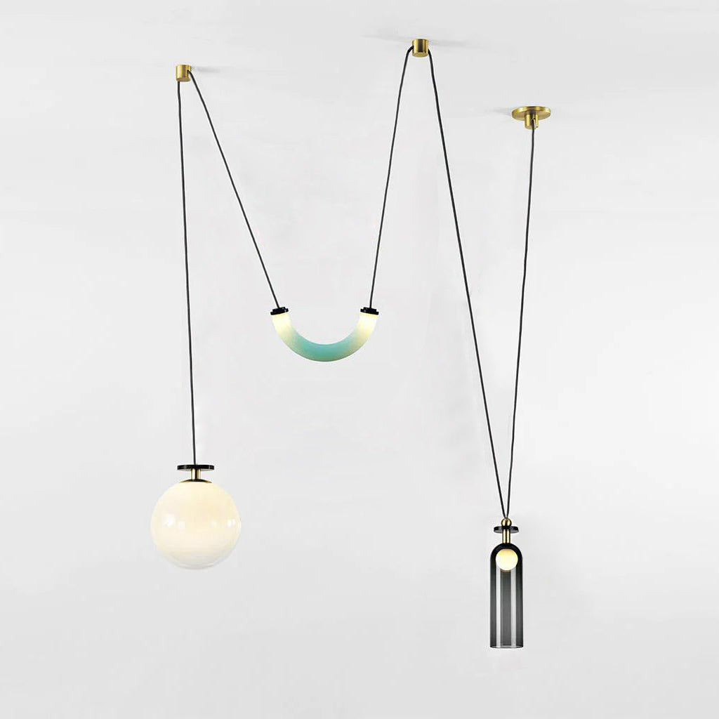 Modern Modular Geometric Chandelier Artistic Glass and Metal Pendant Light