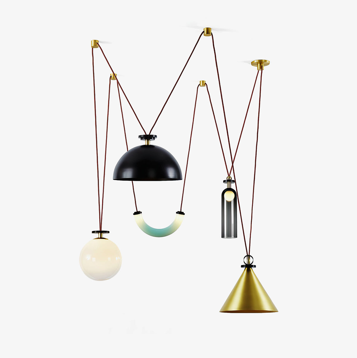 Modern Modular Geometric Chandelier Artistic Glass and Metal Pendant Light