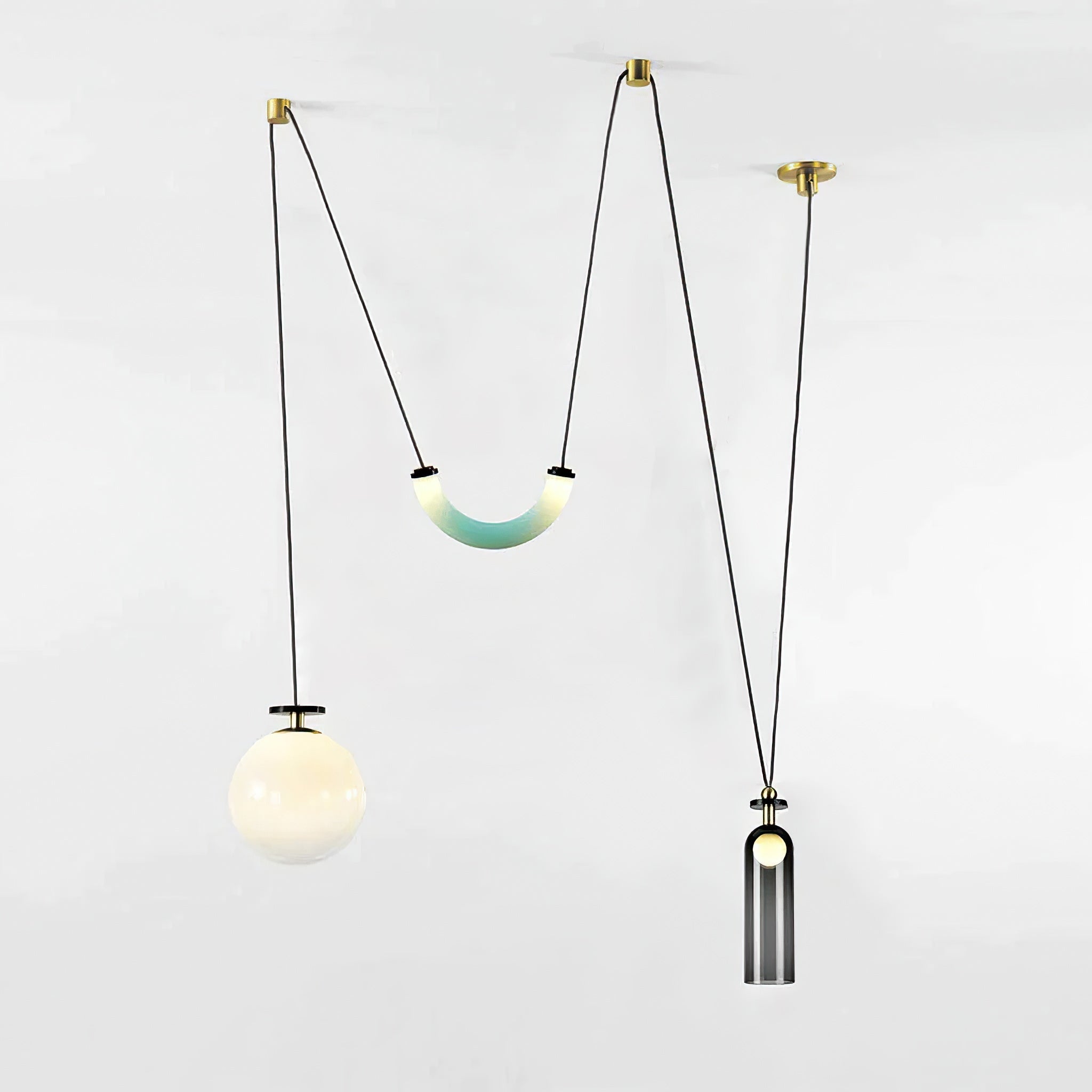Modern Modular Geometric Chandelier Artistic Glass and Metal Pendant Light
