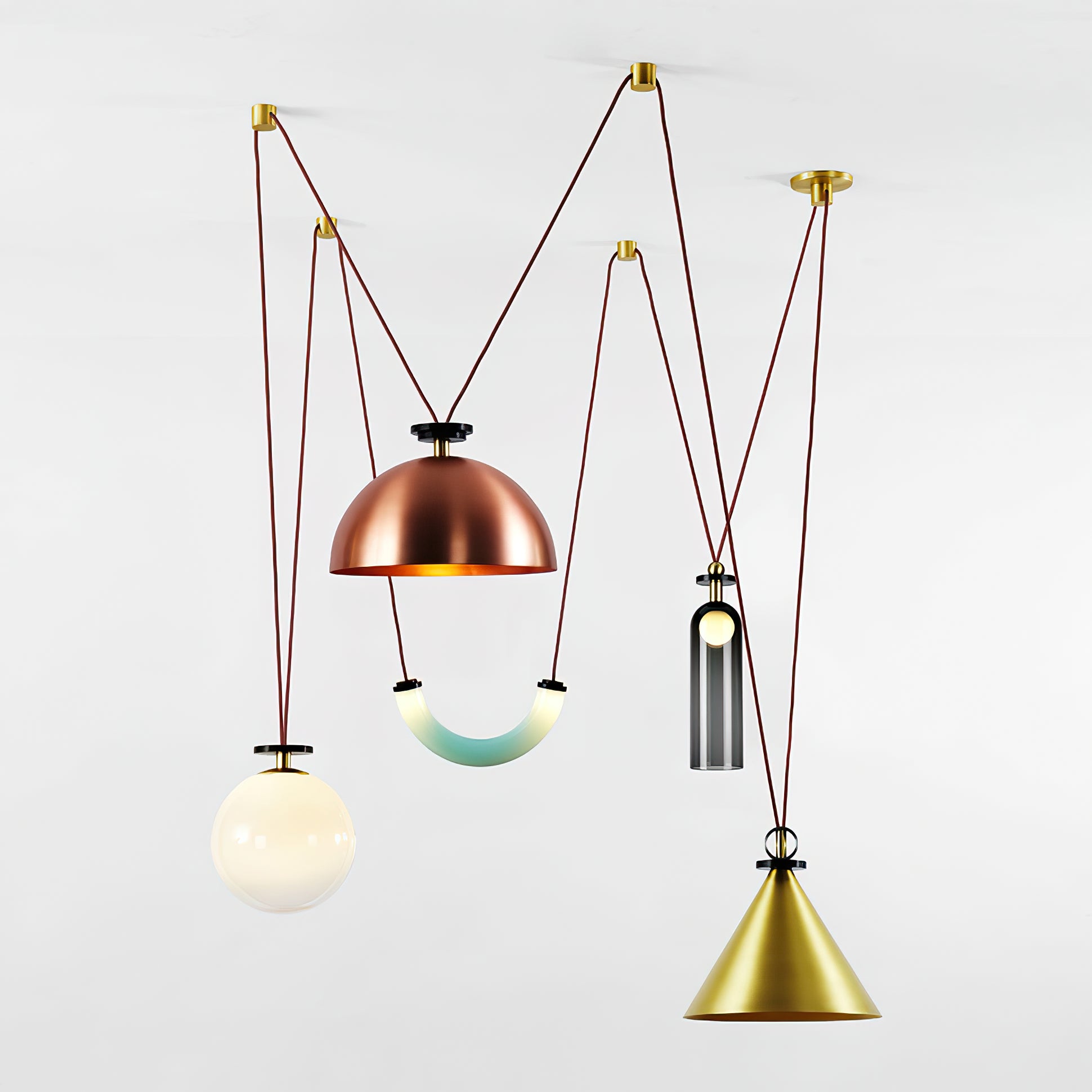 Modern Modular Geometric Chandelier Artistic Glass and Metal Pendant Light