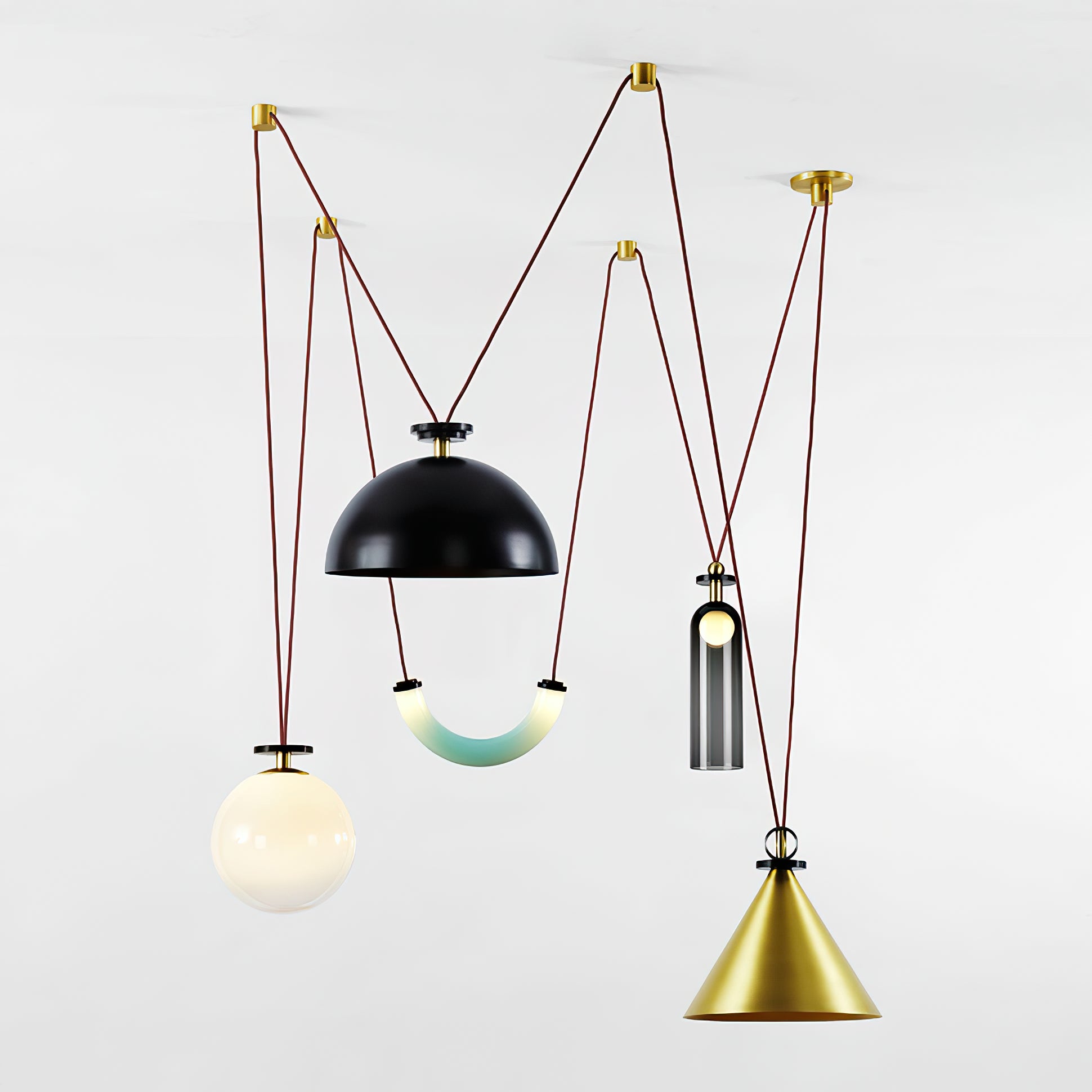 Modern Modular Geometric Chandelier Artistic Glass and Metal Pendant Light
