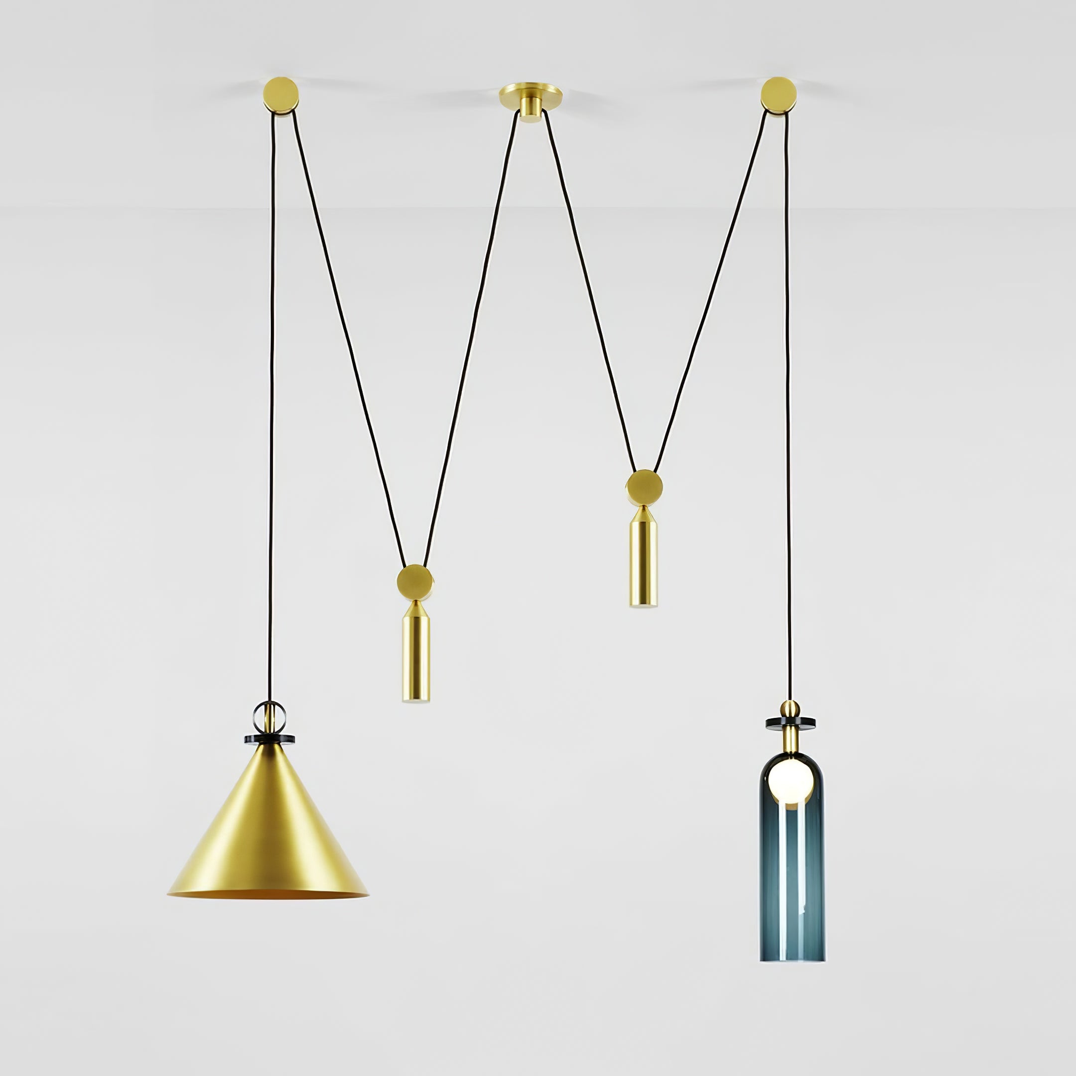 Modern Modular Geometric Chandelier Artistic Glass and Metal Pendant Light