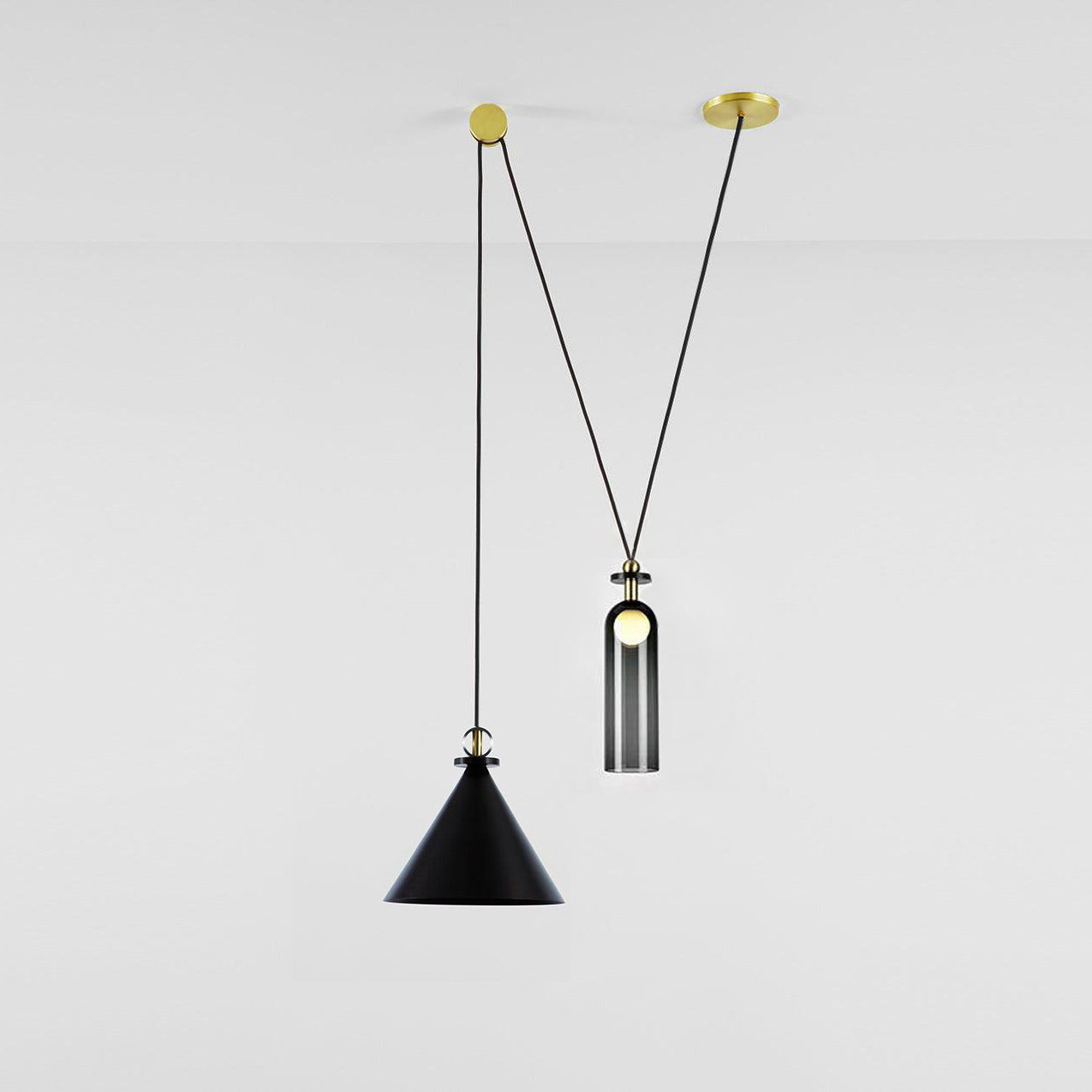 Modern Modular Geometric Chandelier Artistic Glass and Metal Pendant Light