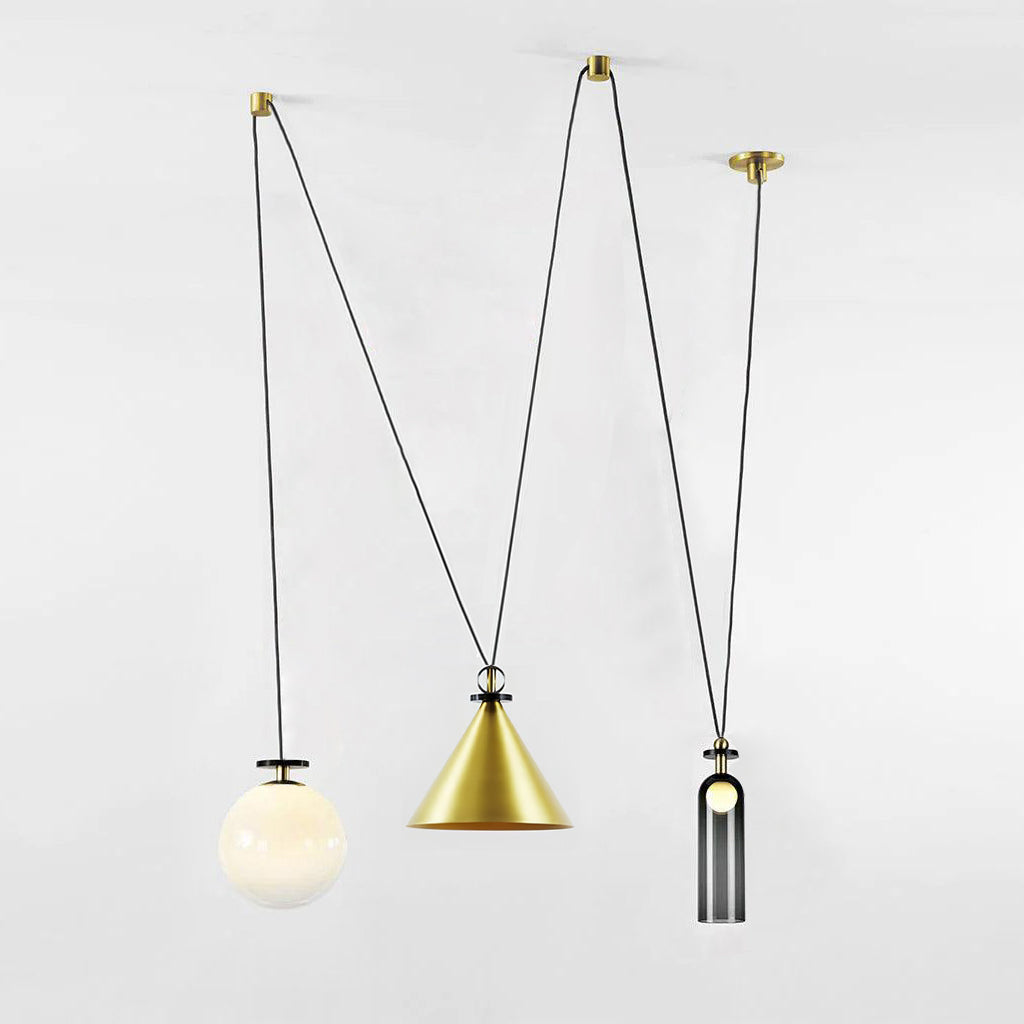 Modern Modular Geometric Chandelier Artistic Glass and Metal Pendant Light