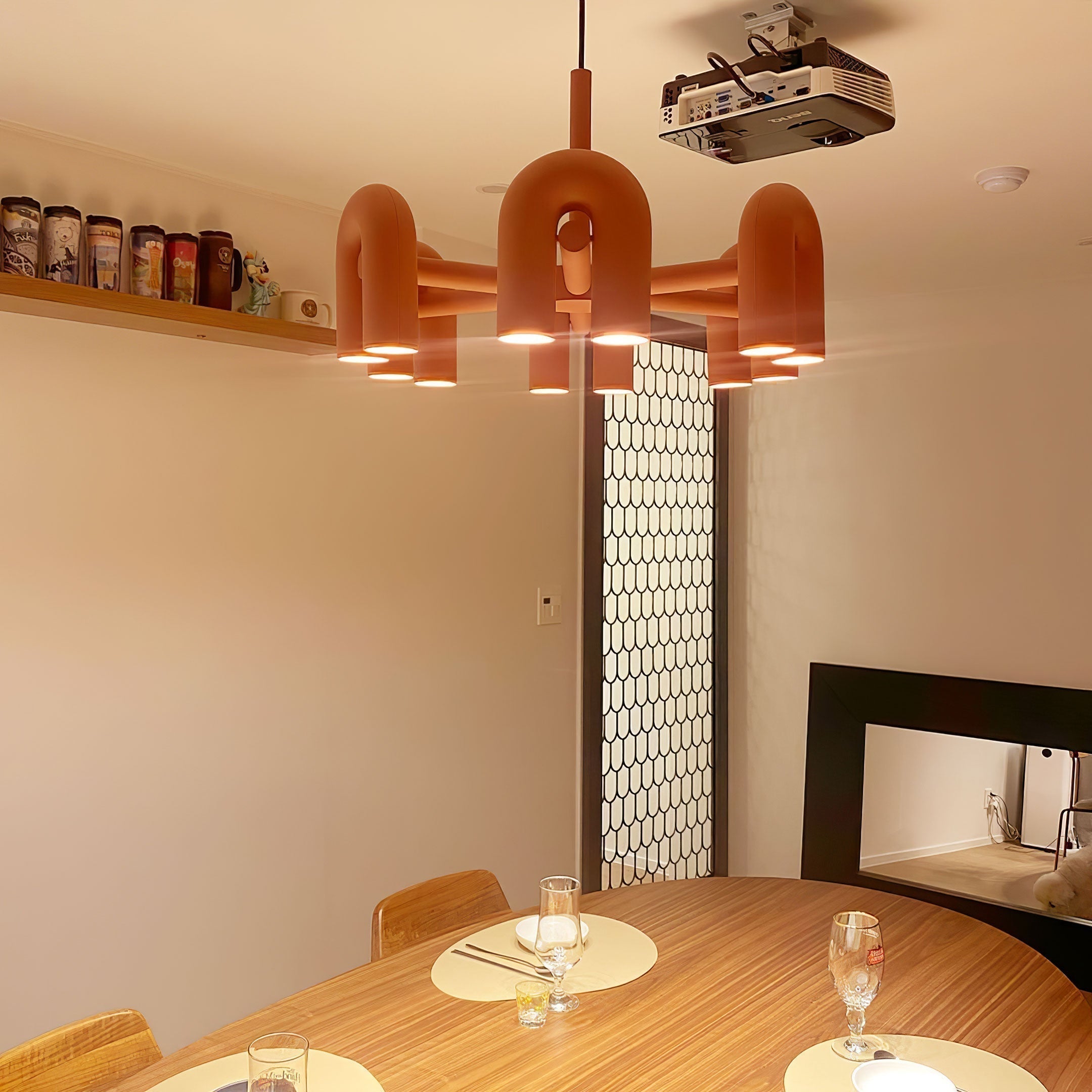 Modern Modular U Shape LED Chandelier Adjustable Geometric Multi Head Ceiling Light Fixture