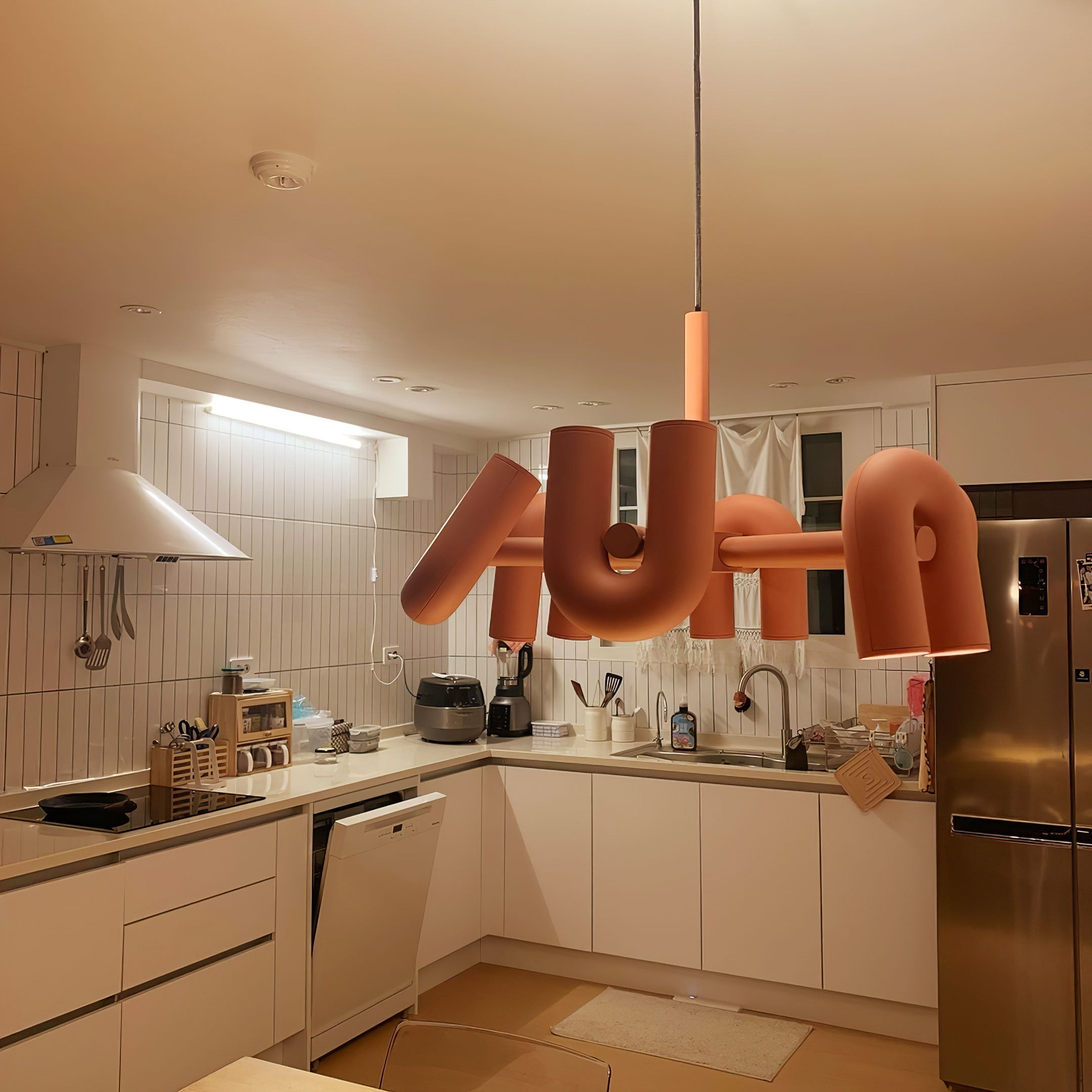 Modern Modular U Shape LED Chandelier Adjustable Geometric Multi Head Ceiling Light Fixture