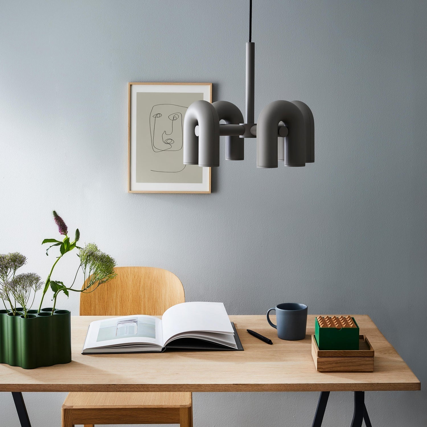 Modern Modular U Shape LED Chandelier Adjustable Geometric Multi Head Ceiling Light Fixture