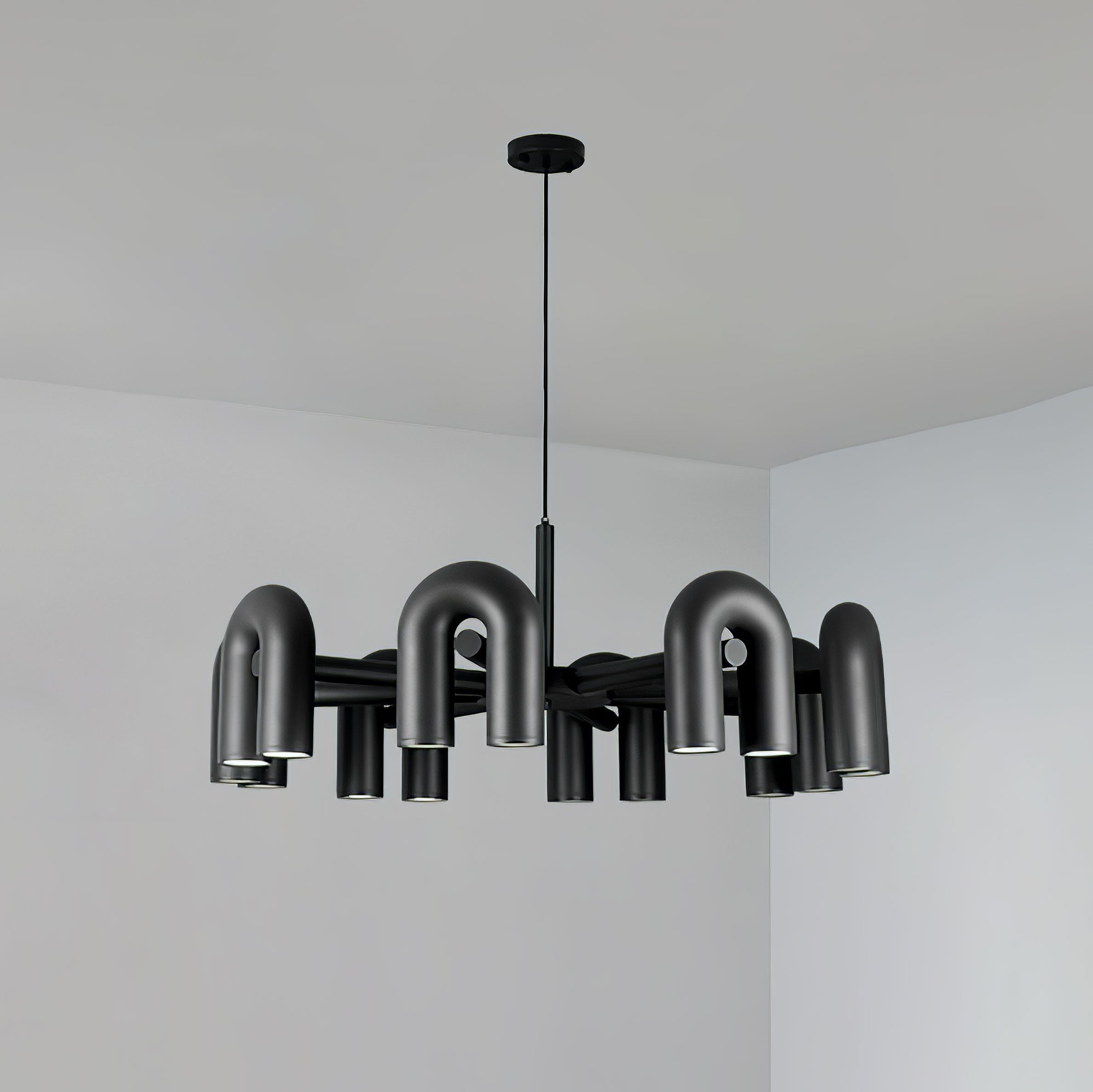 Modern Modular U Shape LED Chandelier Adjustable Geometric Multi Head Ceiling Light Fixture