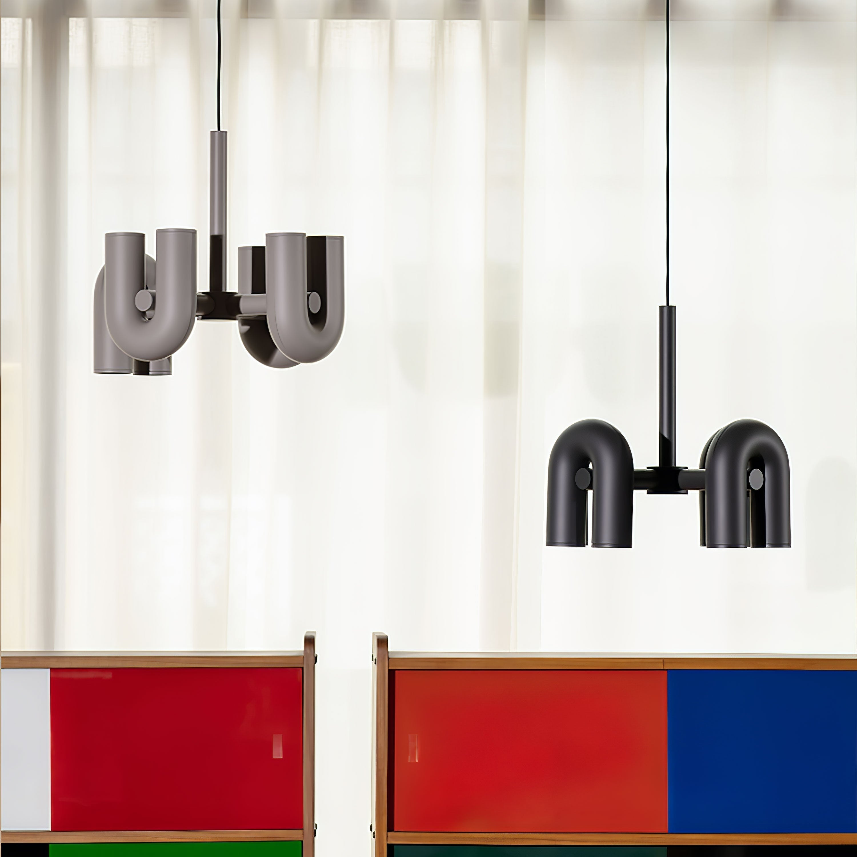 Modern Modular U Shape LED Chandelier Adjustable Geometric Multi Head Ceiling Light Fixture