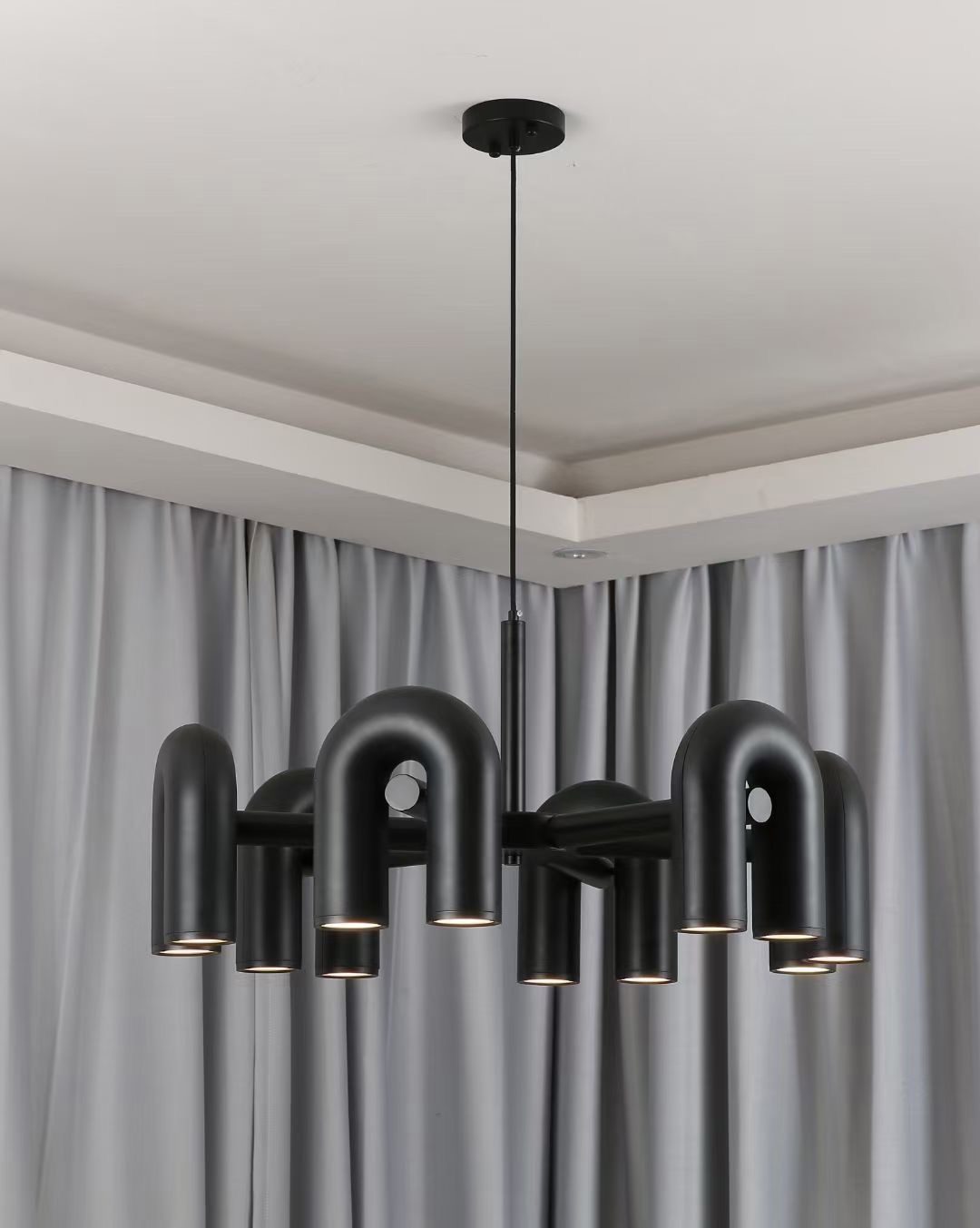 Modern Modular U Shape LED Chandelier Adjustable Geometric Multi Head Ceiling Light Fixture