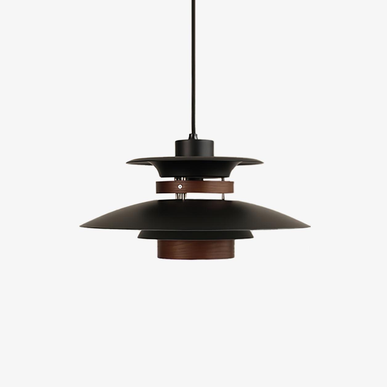 Modern Modulo Layered Metal and Dark Oak Wood Pendant Light for Dining Areas