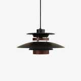 Modern Modulo Layered Metal and Dark Oak Wood Pendant Light for Dining Areas