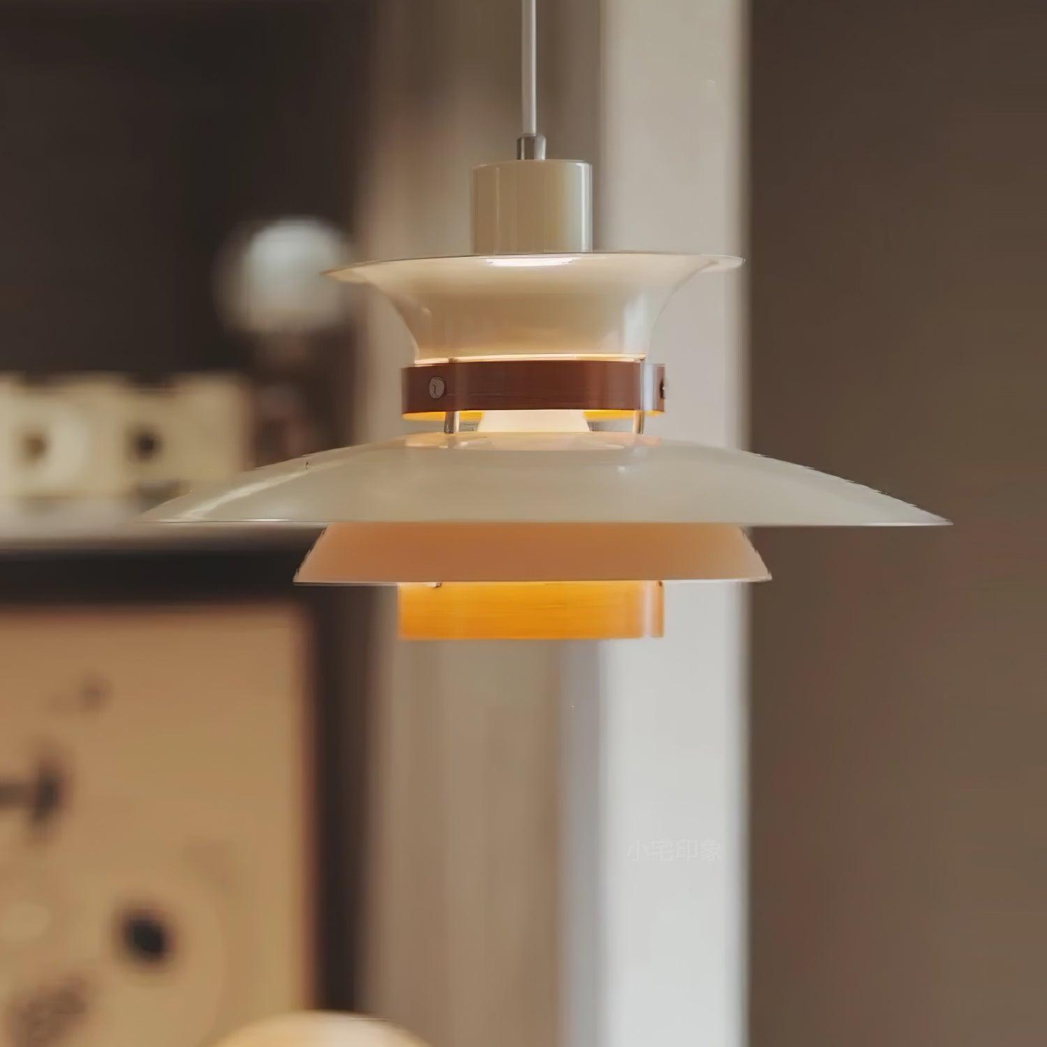 Modern Modulo Layered Metal and Dark Oak Wood Pendant Light for Dining Areas